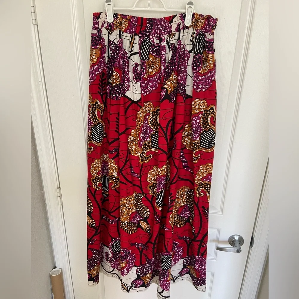 Grass fields African print skirt with slit size L - Picture 1 of 4